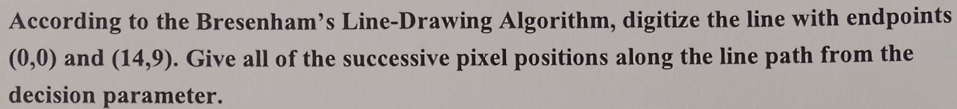 According to the Bresenham's Line - Drawing