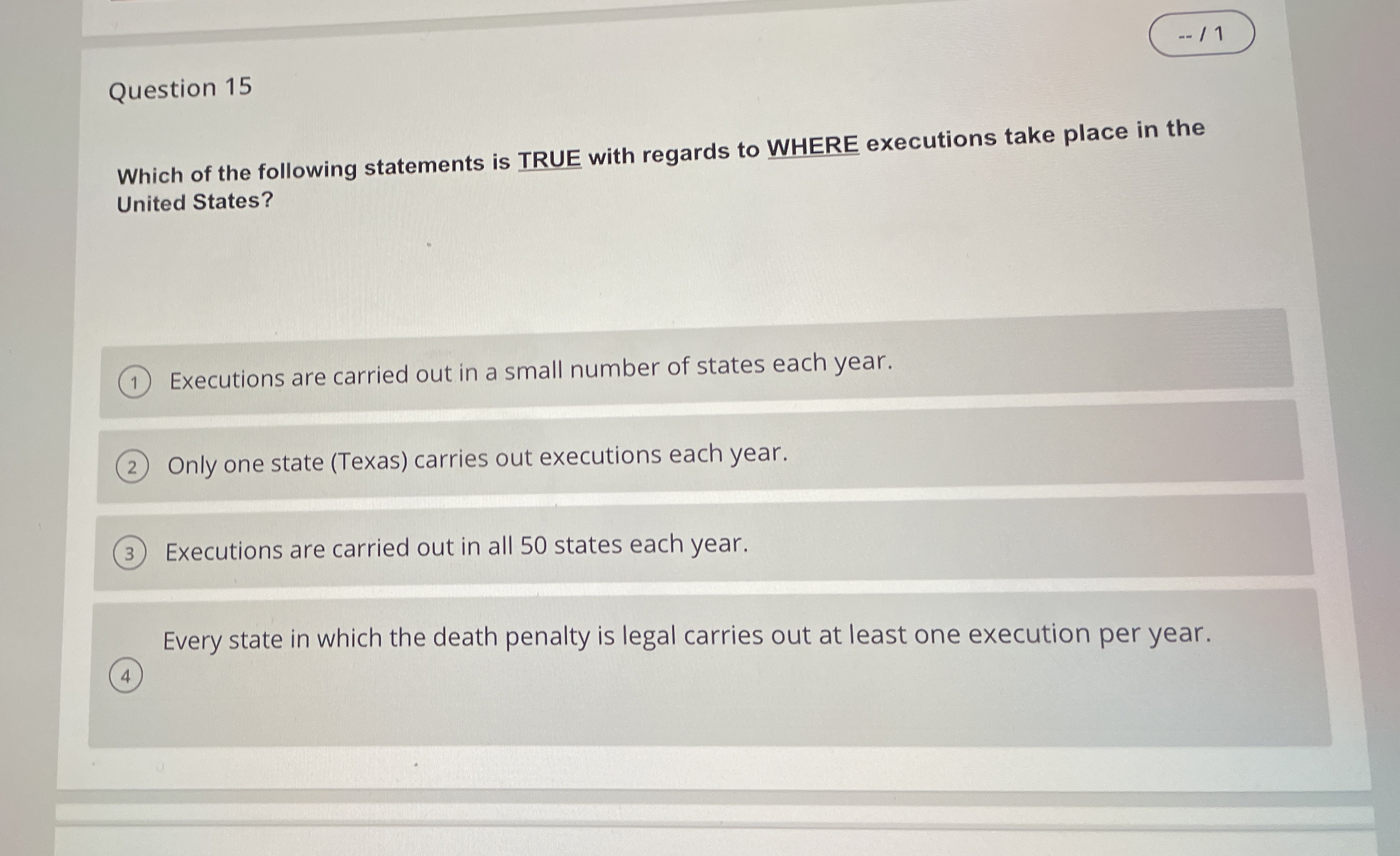 Question 1 5 - - 1 Which of the following