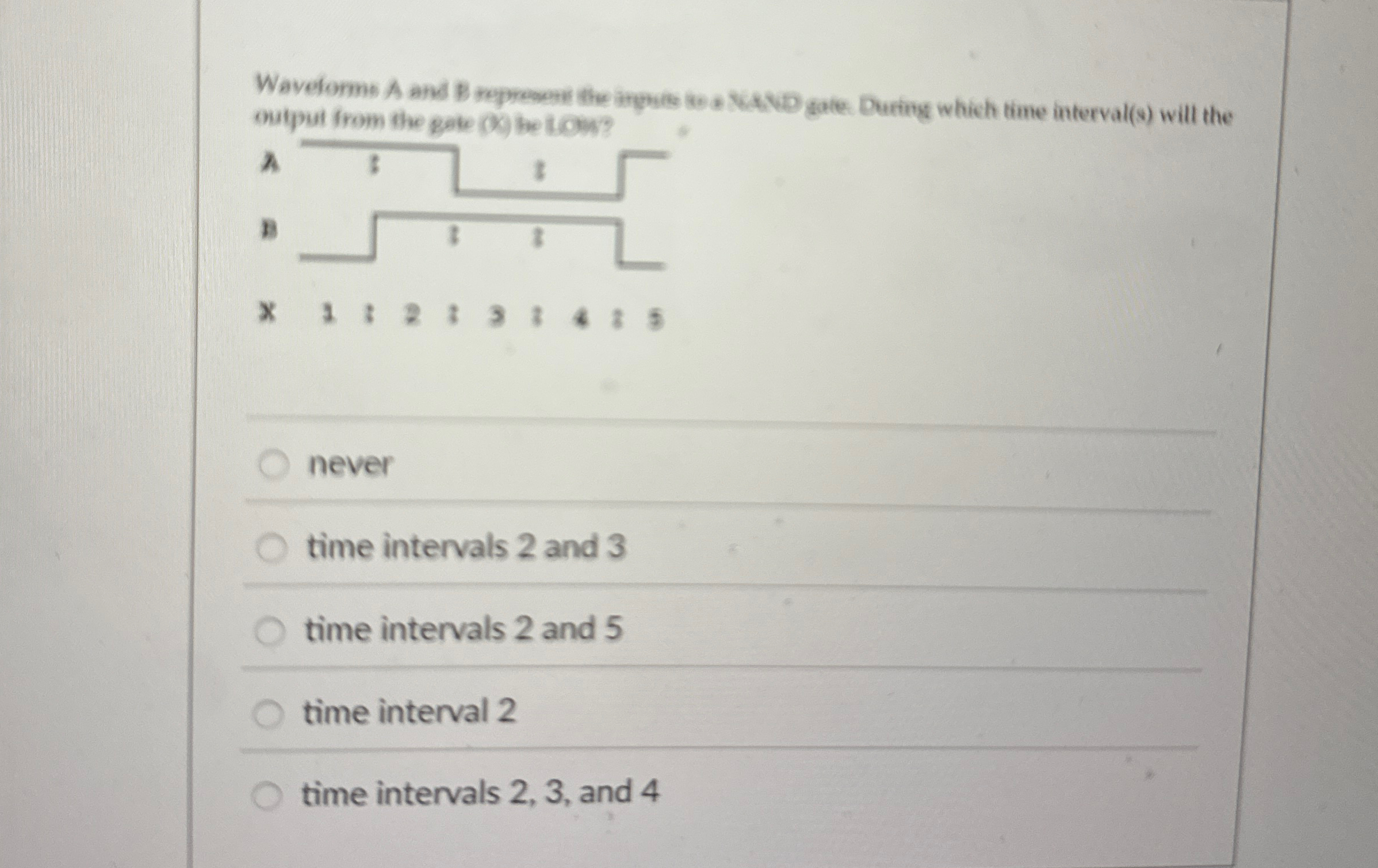Waveforms A and B represent the inpus ses NA:VD