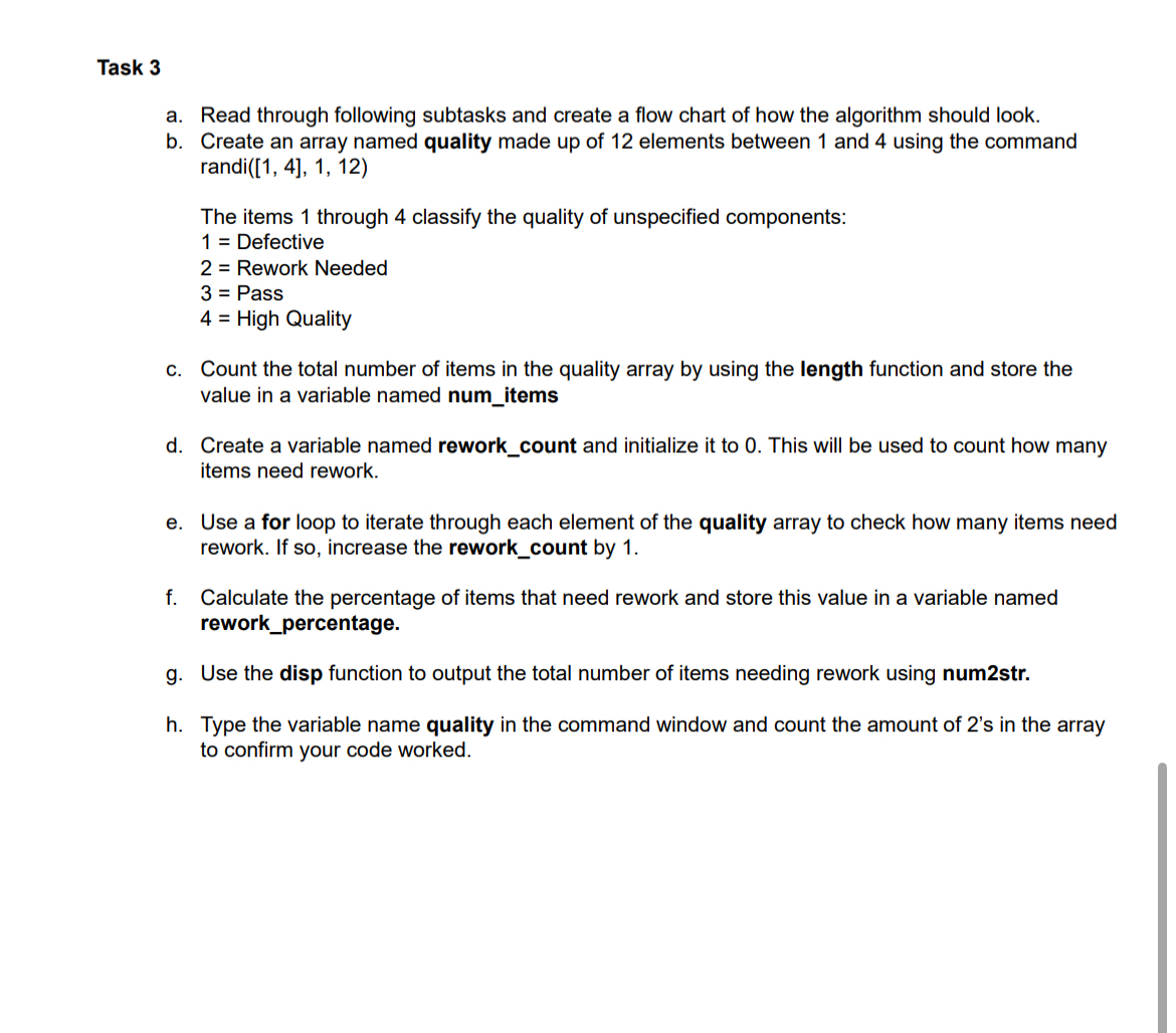 Task 3 a . Read through following subtasks and