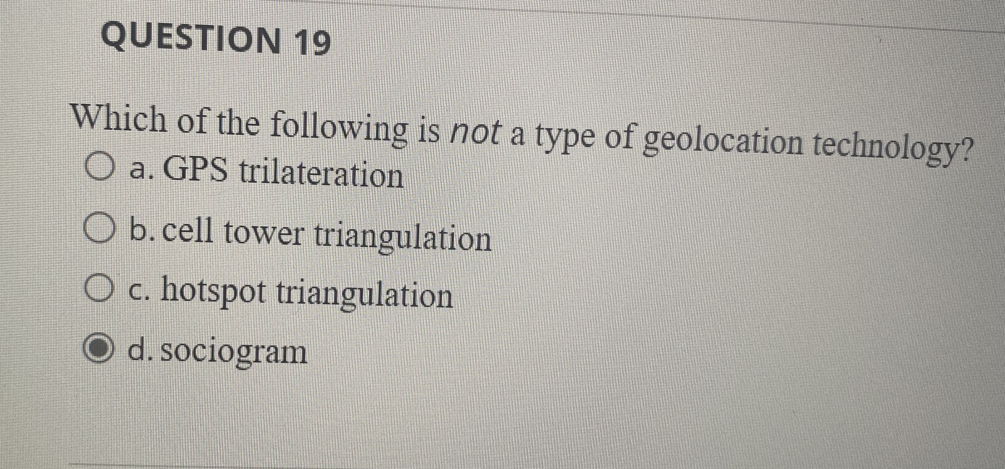 QUESTION 1 9 Which of the following is not a type