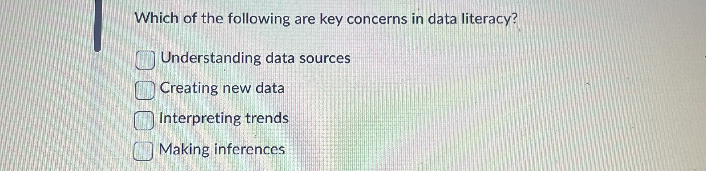 Which of the following are key concerns in data
