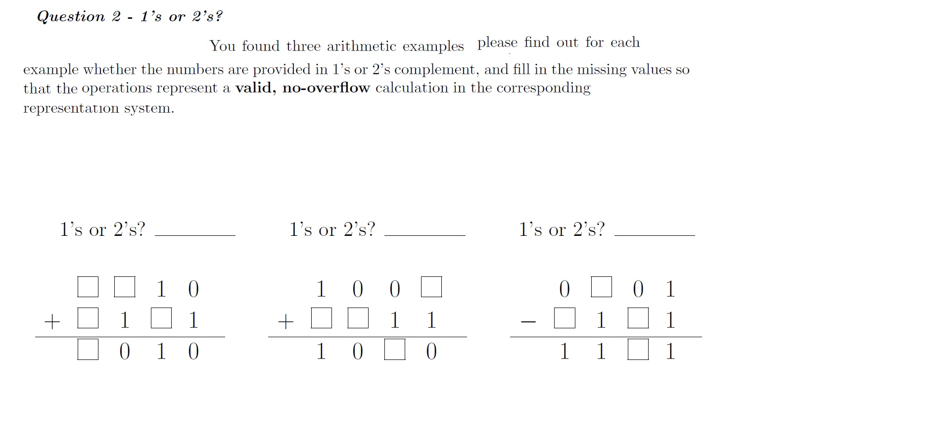 Question 2 - 1 ' s or 2 ' s ? You found three