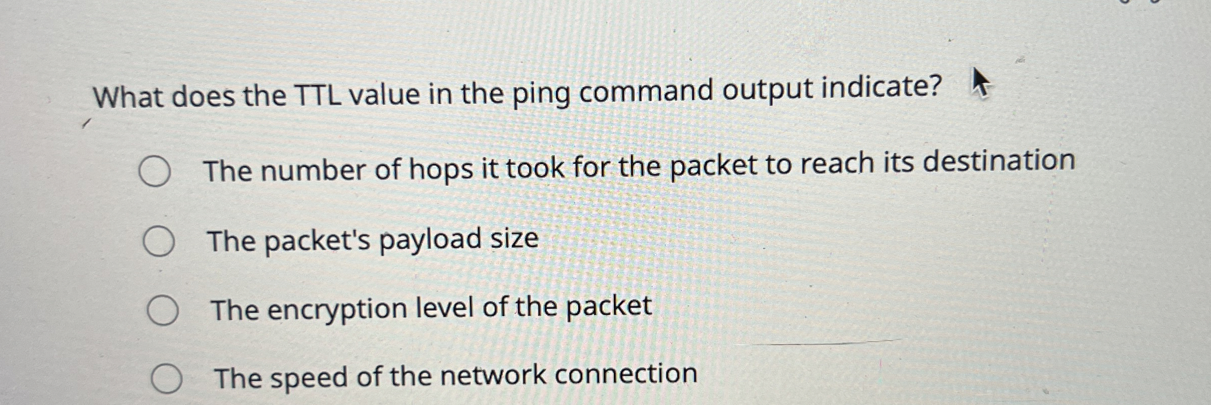 What does the TTL value in the ping command