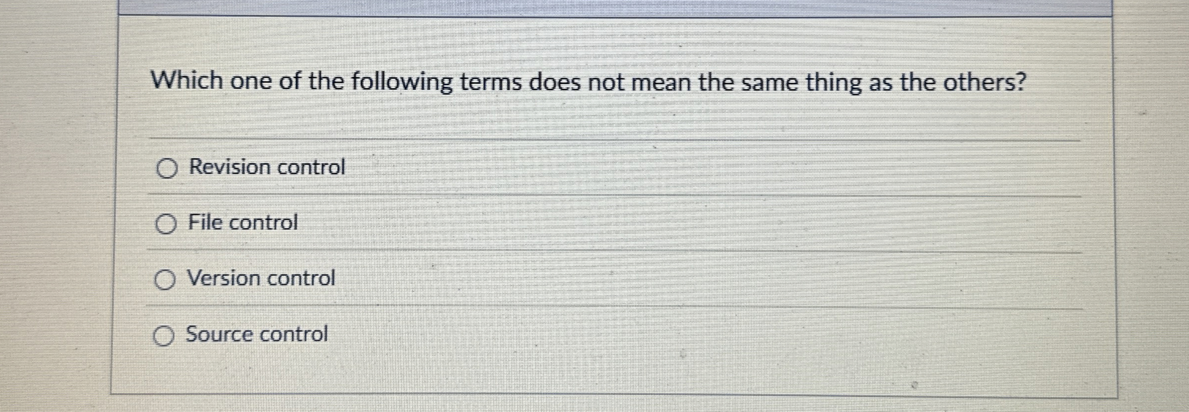 Which one of the following terms does not mean