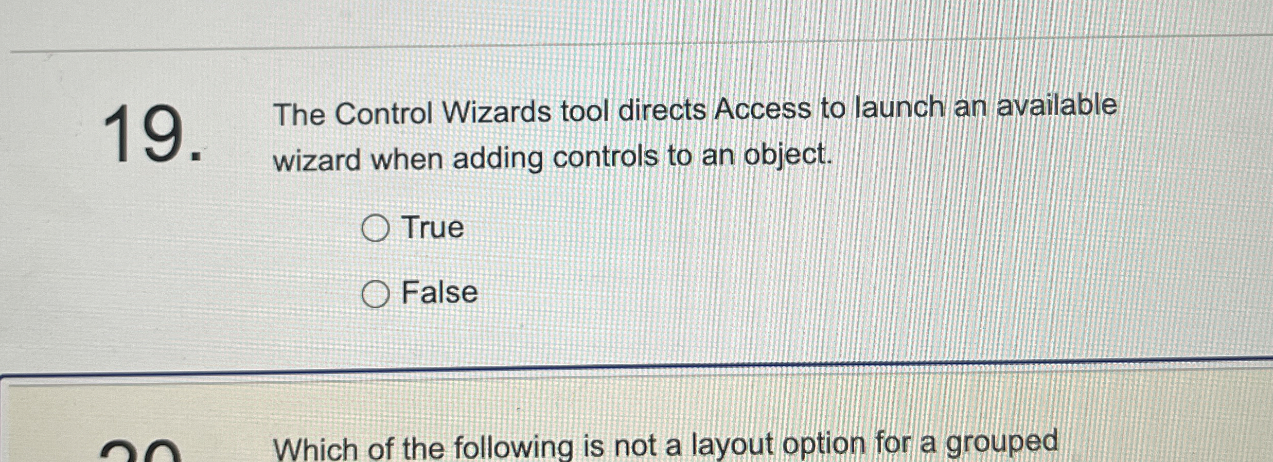The Control Wizards tool directs Access to launch