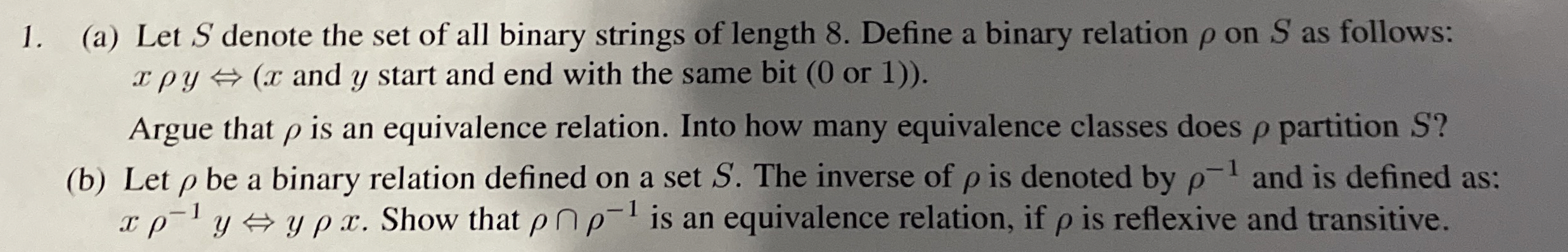 ( a ) Let S denote the set of all binary strings