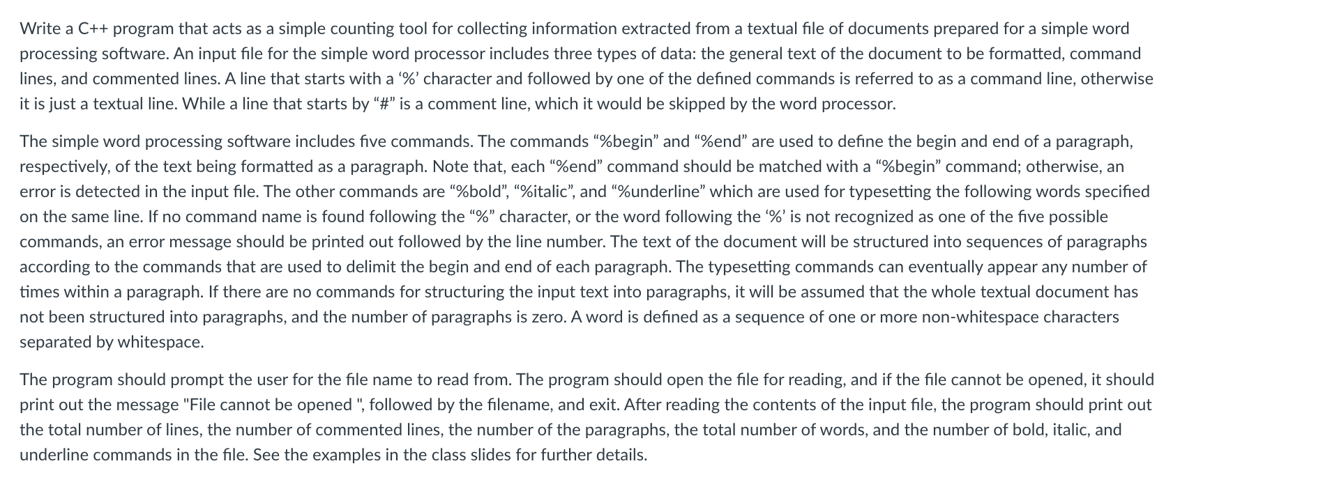 Write a C + + program that acts as a simple