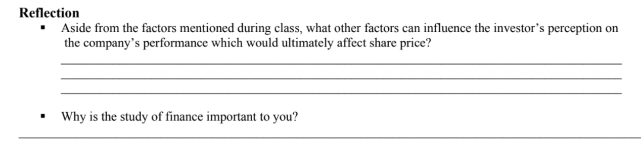 Reflection Aside from the factors mentioned