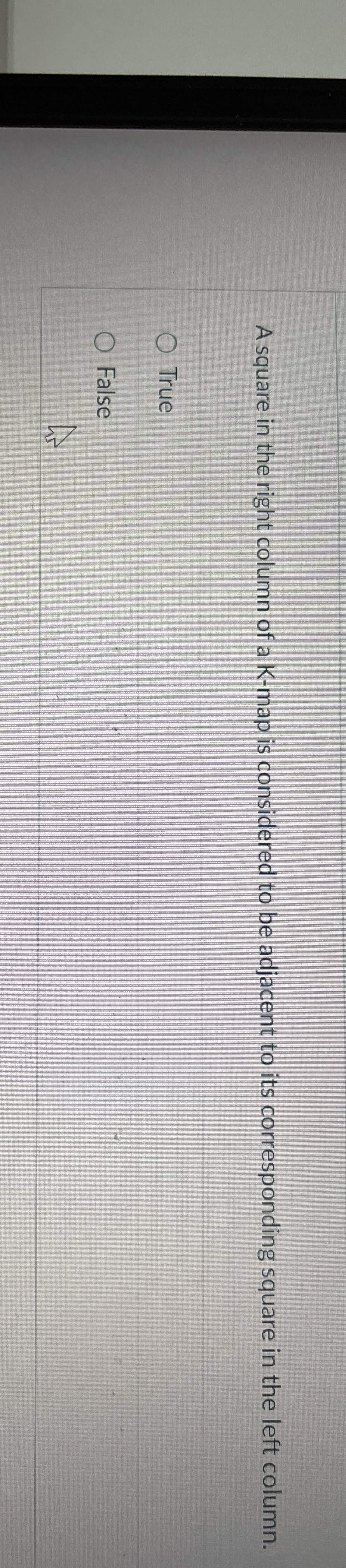 A square in the right column of a K - map is