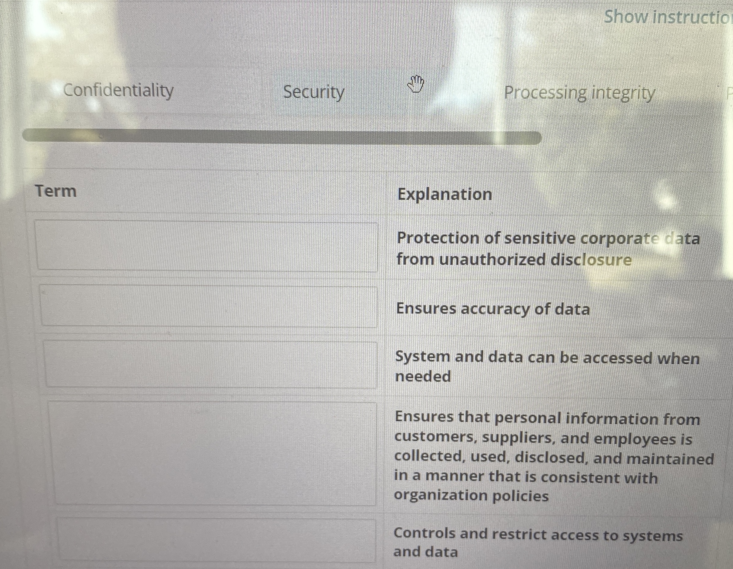 Explanation Protection of sensitive corporate