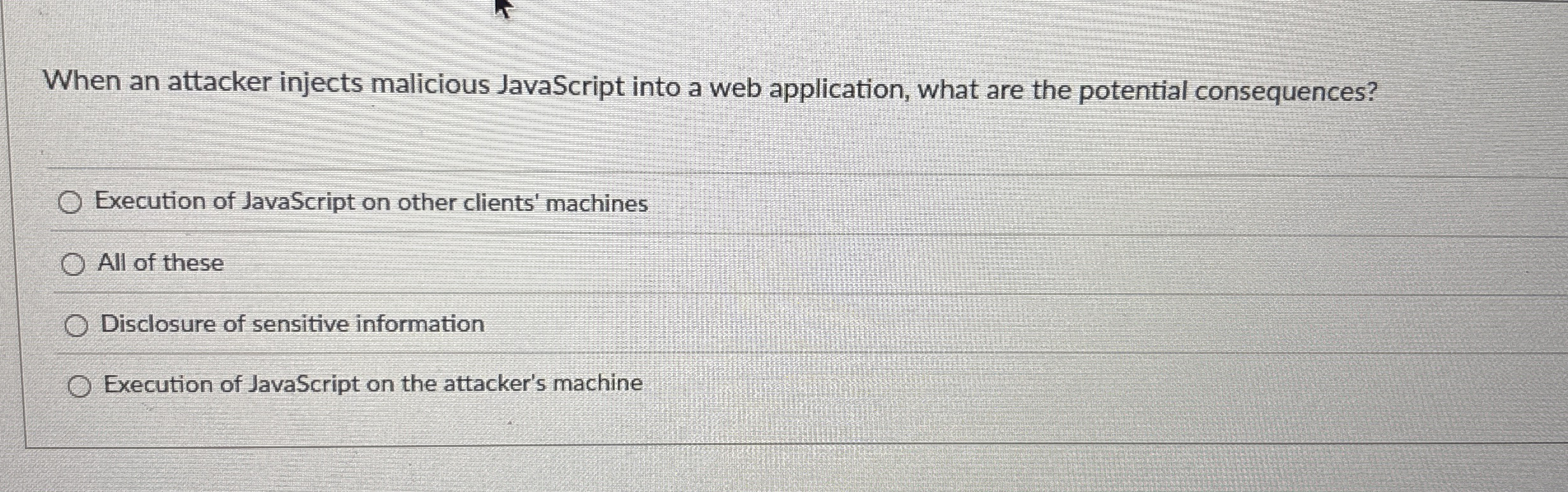 When an attacker injects malicious JavaScript