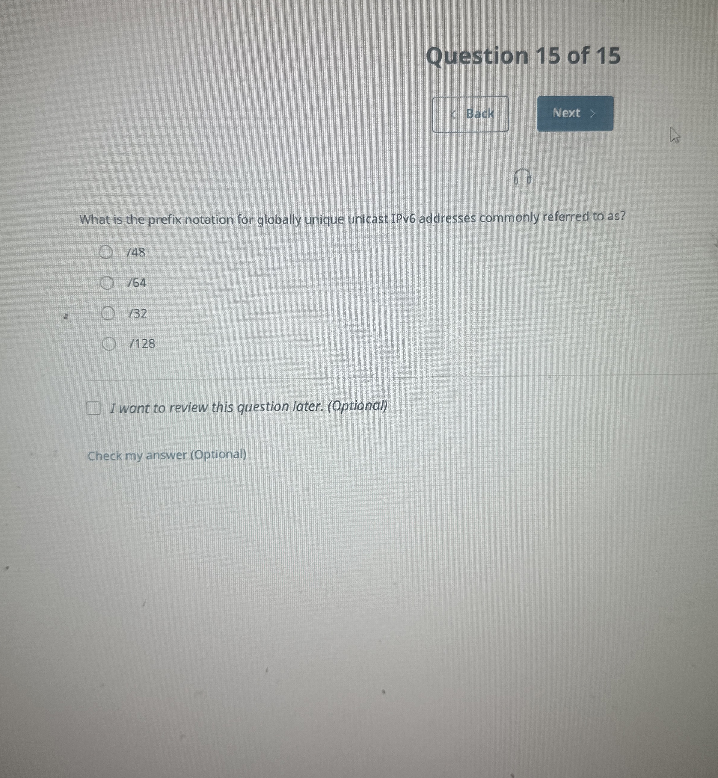 Question 1 5 of 1 5 Back 6 What is the prefix
