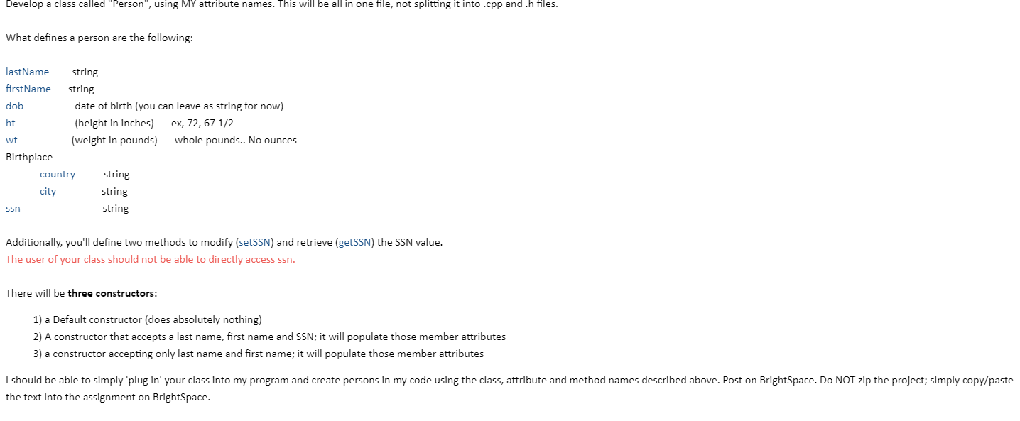 Develop a class called "Person", using MY