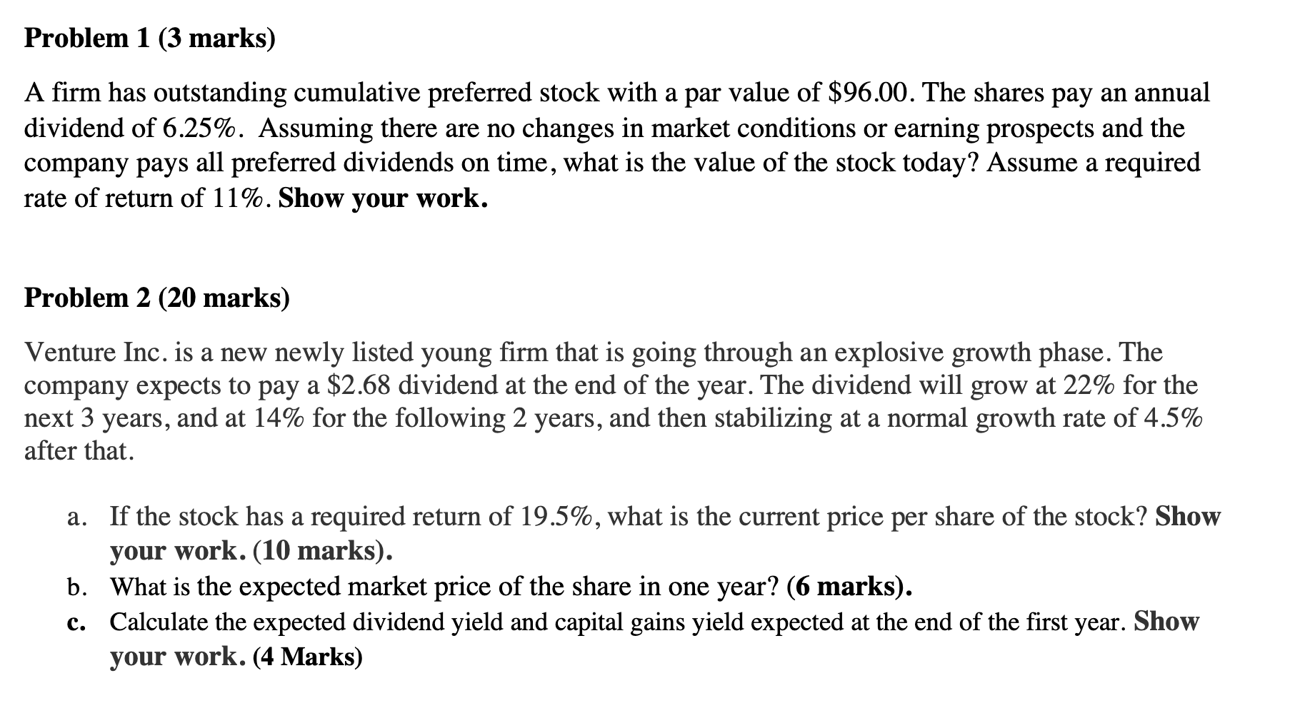 Problem 1 (3 marks) A firm has outstanding