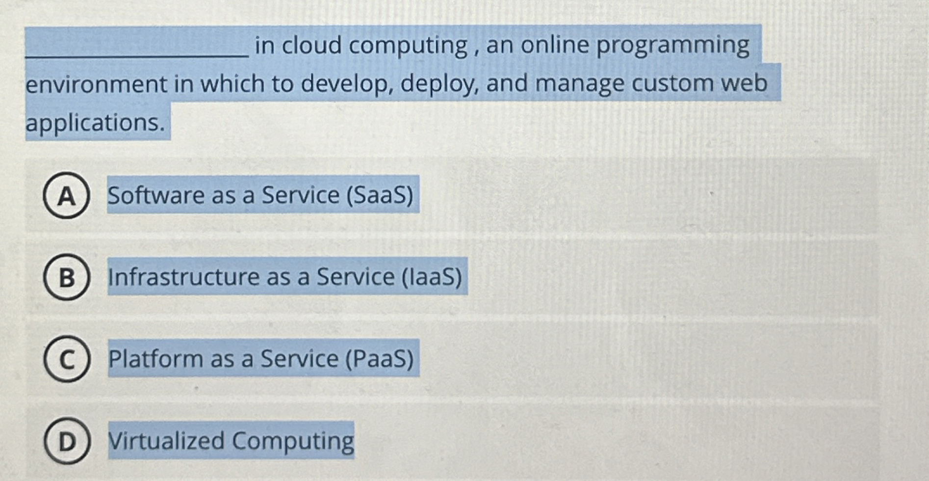 q , in cloud computing, an online programming