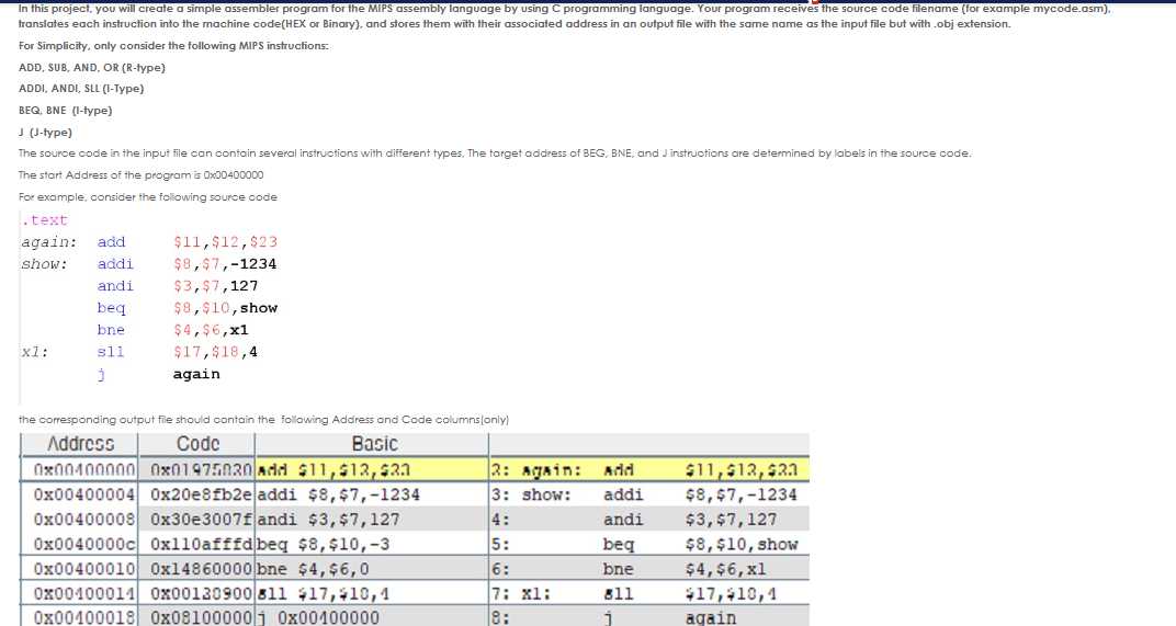 For Simplicity, only consider the following MIPS