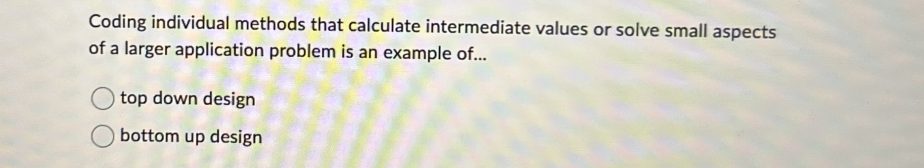 Coding individual methods that calculate