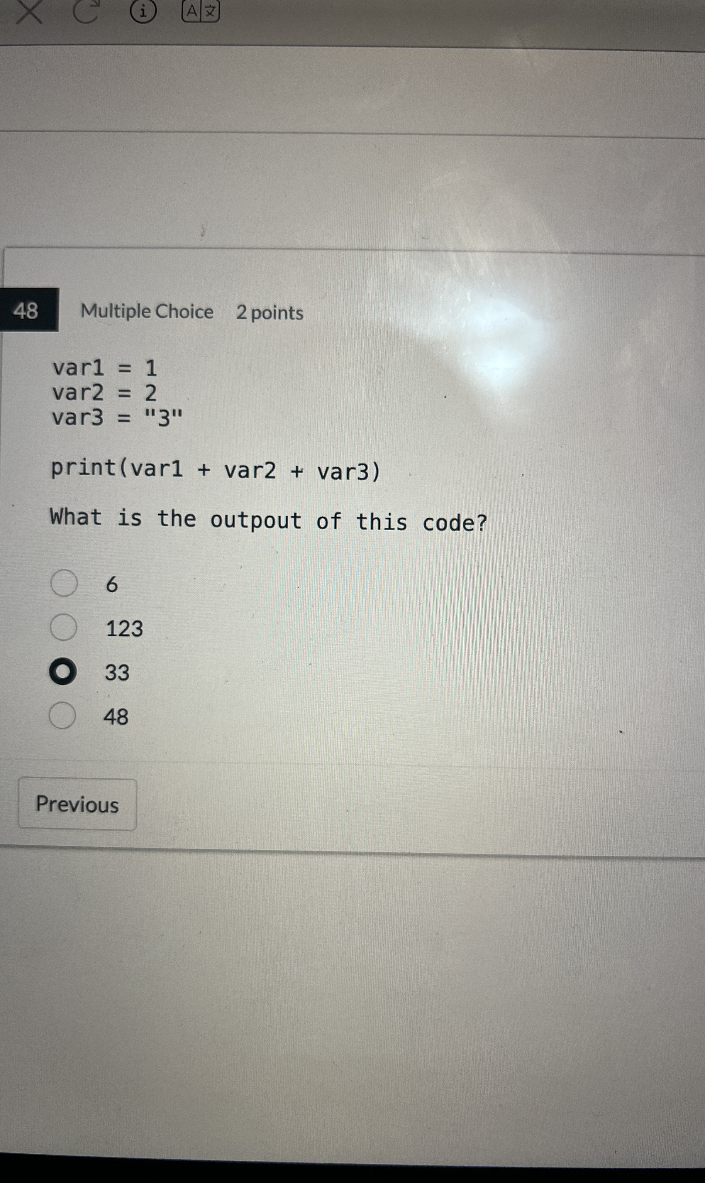 4 8 Multiple Choice 2 points var 1 = 1 var 2 = 2