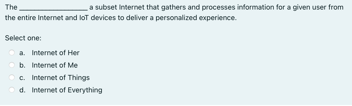 The a subset Internet that gathers and processes