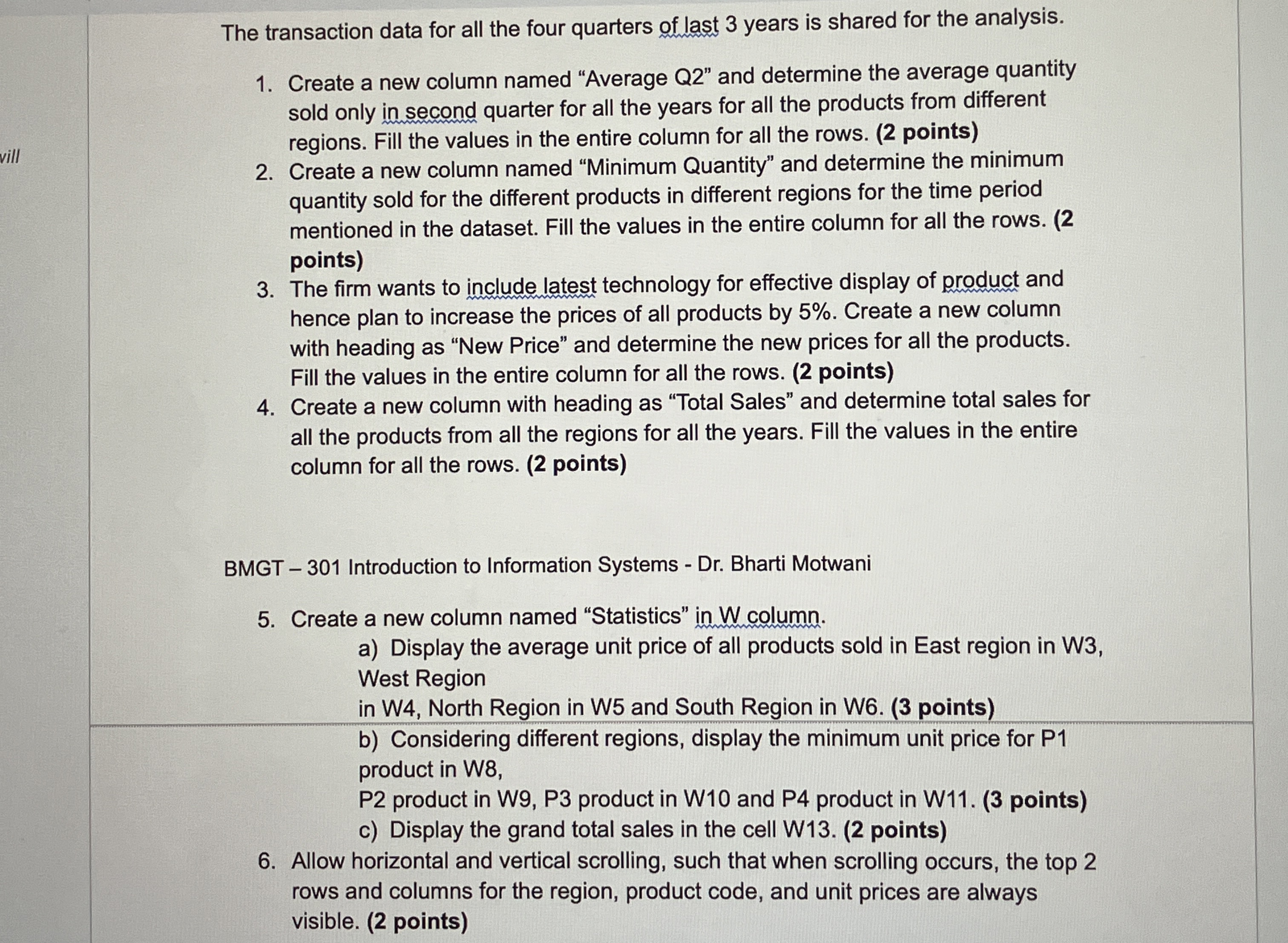 The transaction data for all the four quarters of