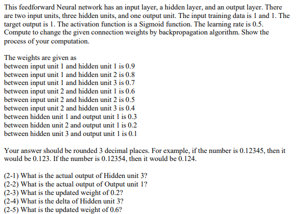 This feedforward Neural network has an input