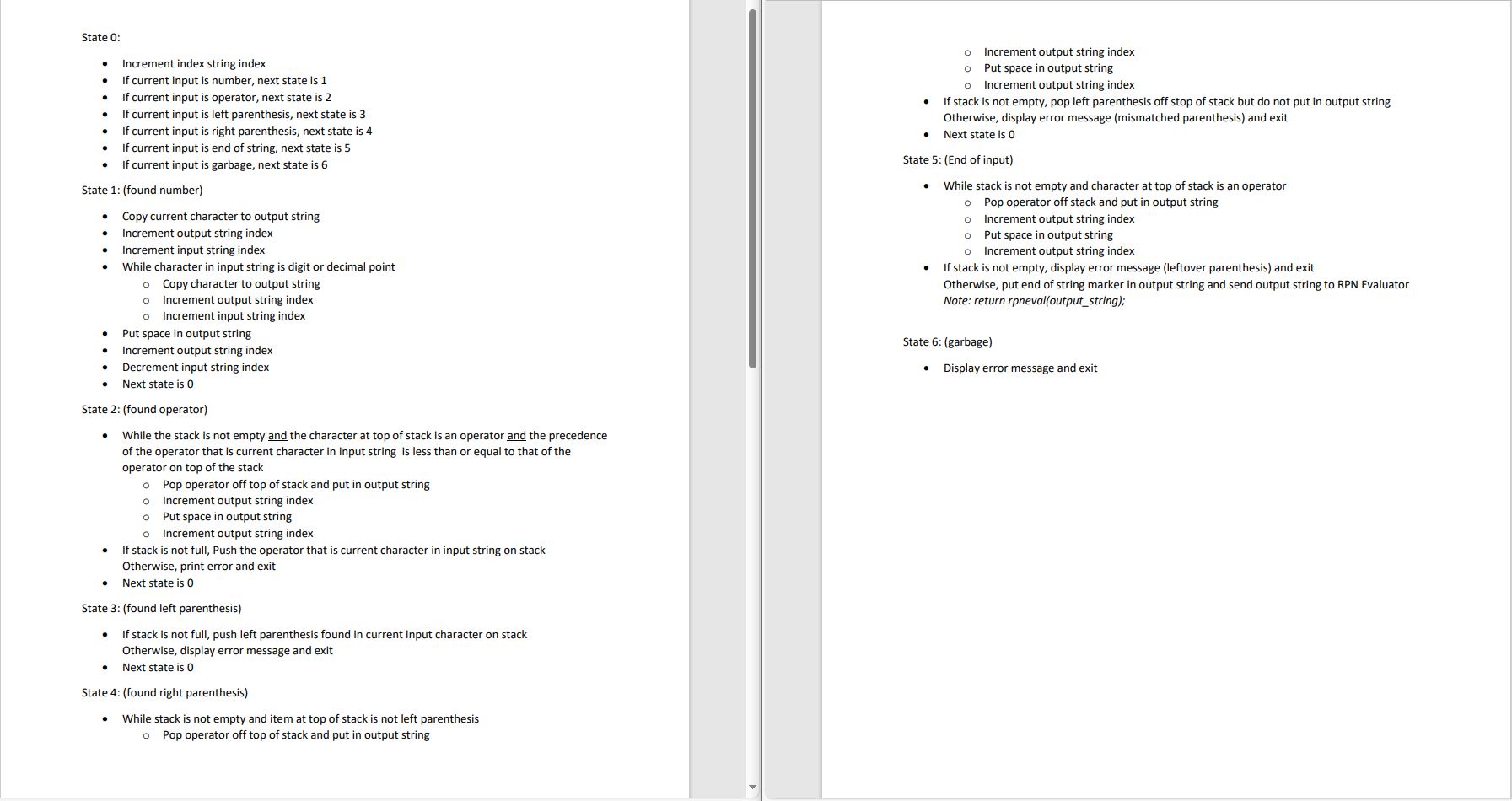 Algebraic to RPN Converter / Evaluator - Testcase