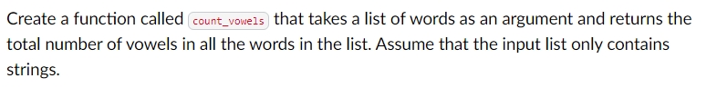 Create a function called count _ vowels that