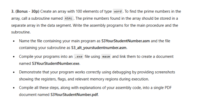 3 . ( Bonus - 3 0 p ) Create an array with 1 0 0
