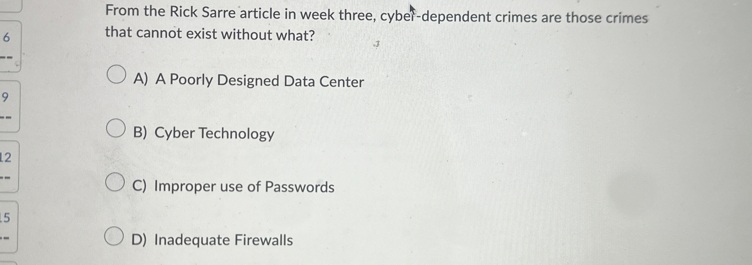 From the Rick Sarre article in week three, cybel