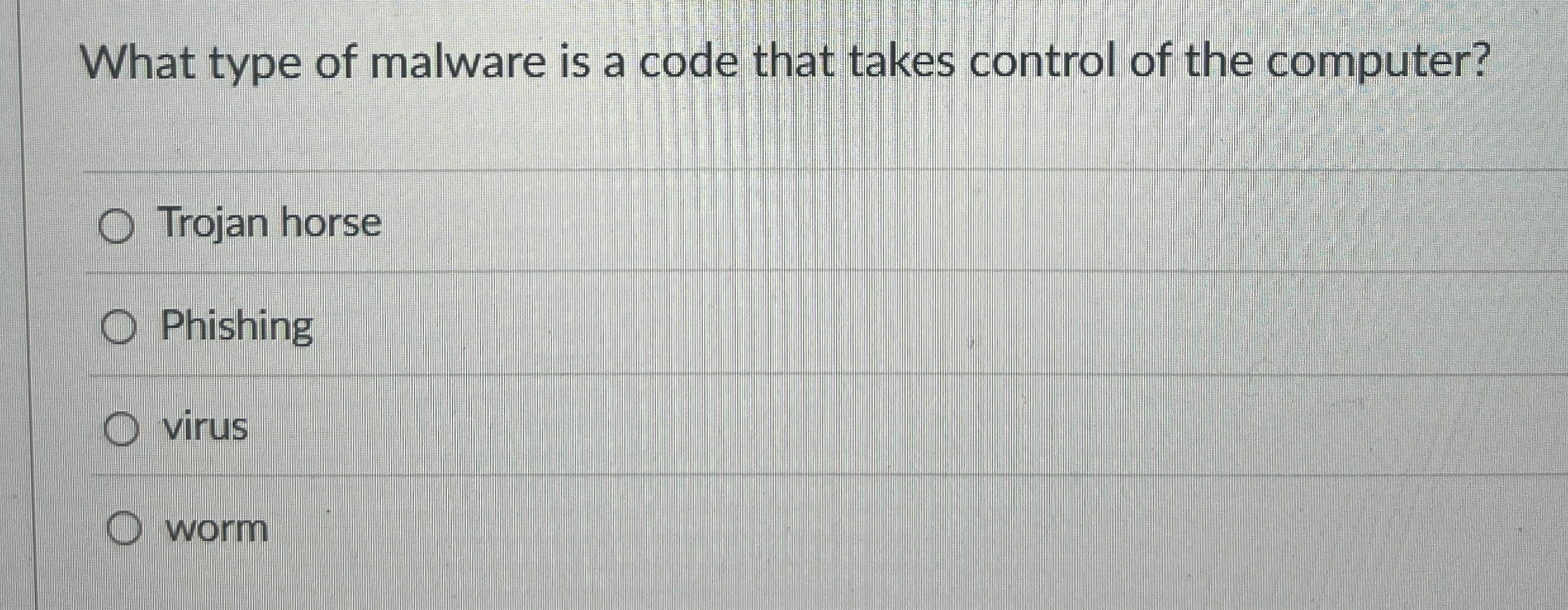 What type of malware is a code that takes control