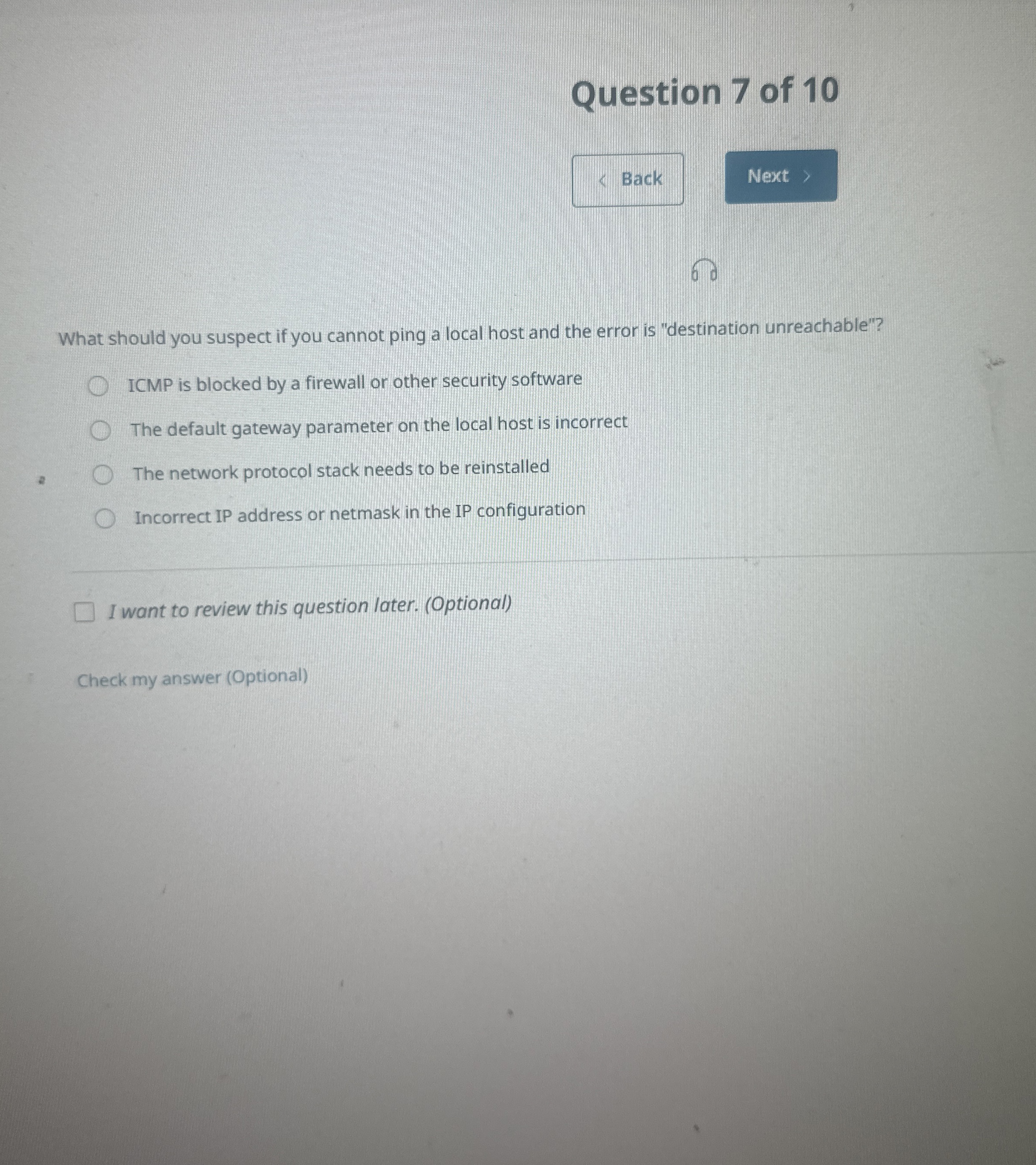 Question 7 of 1 0 Back What should you suspect if