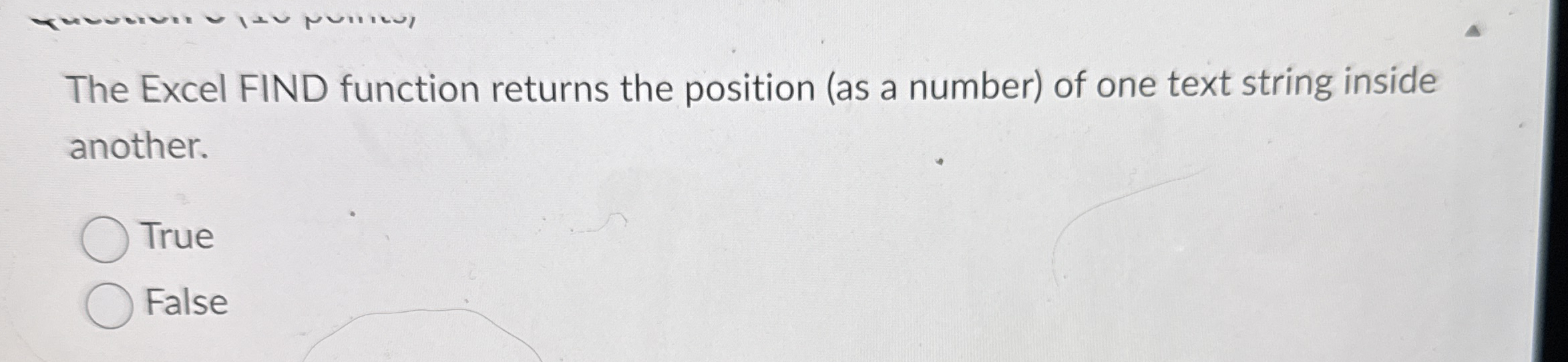 The Excel FIND function returns the position ( as