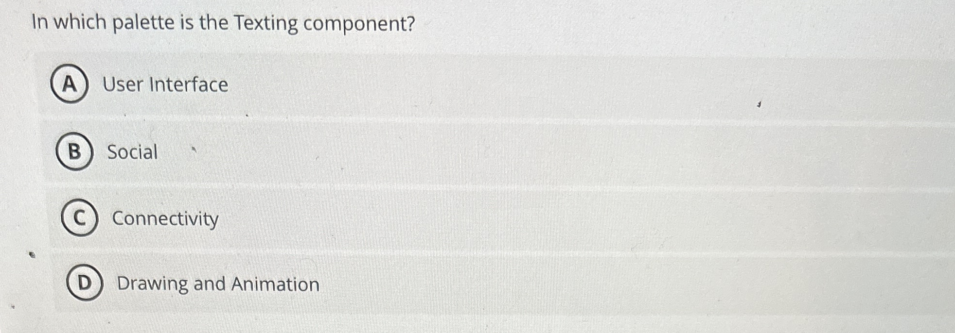 In which palette is the Texting component? User