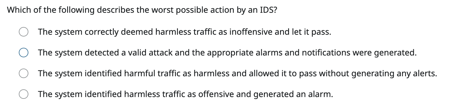 Which of the following describes the worst