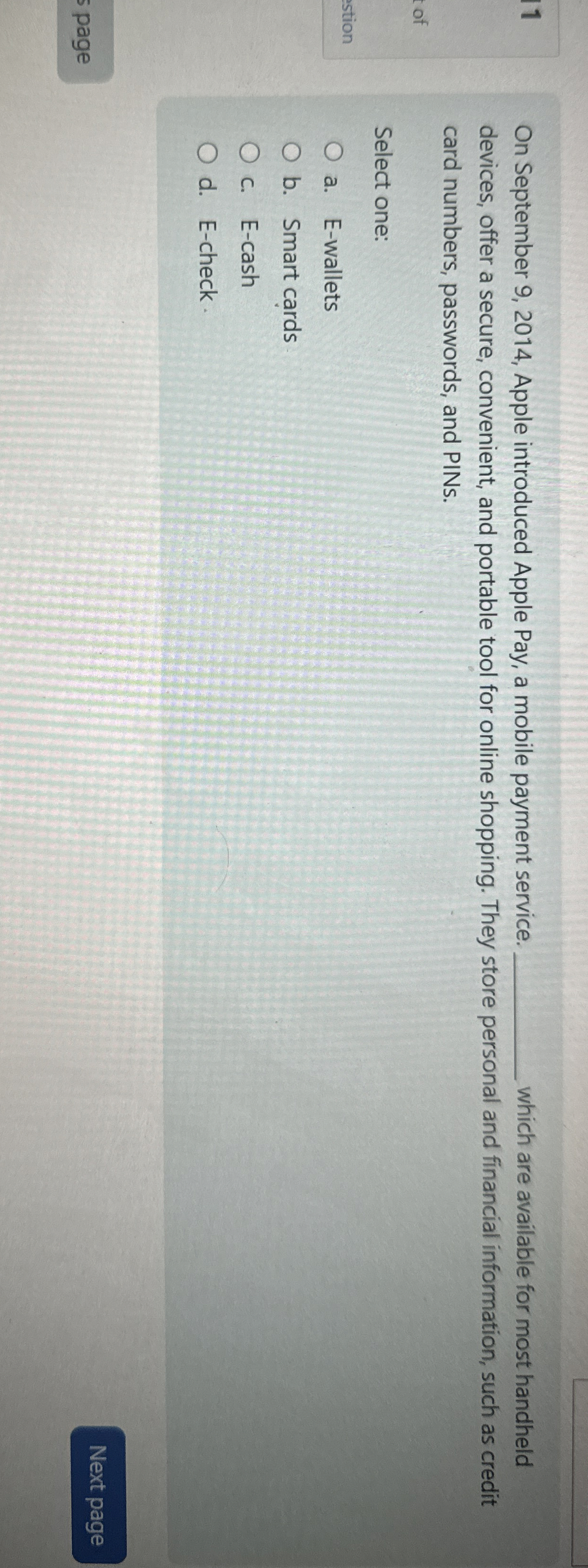 1 1 On September 9 , 2 0 1 4 , Apple introduced