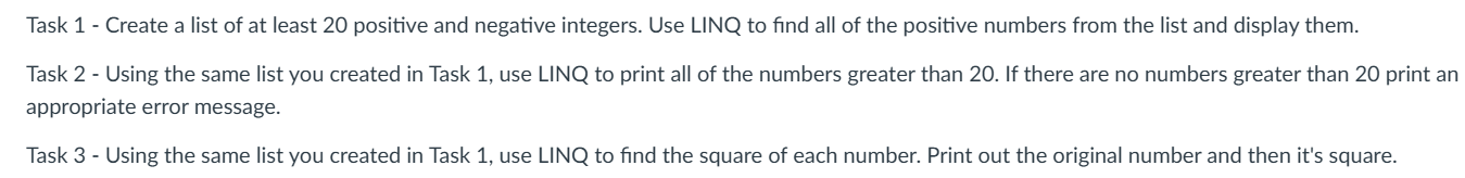 Task 1 - Create a list of at least 2 0 positive