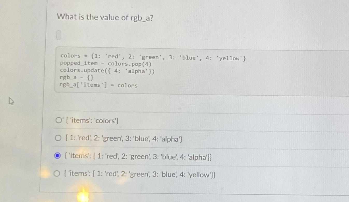 What is the value of rgb _ a ? [ 'items':