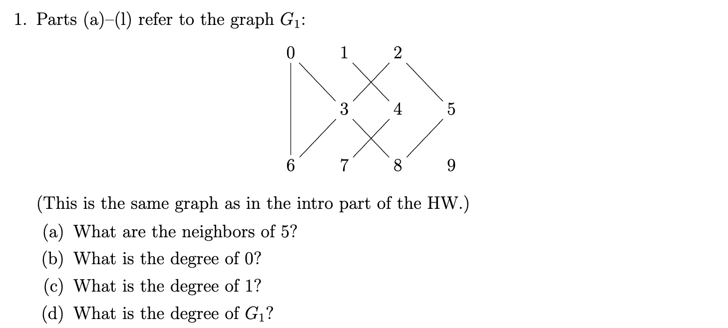 1 . Parts ( a ) - ( l ) refer to the graph \ ( G
