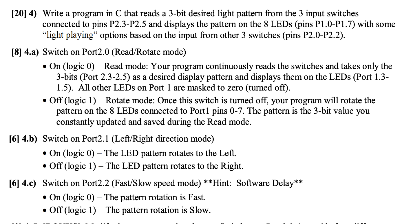 Write a program to do the following: 1 - PORT 1