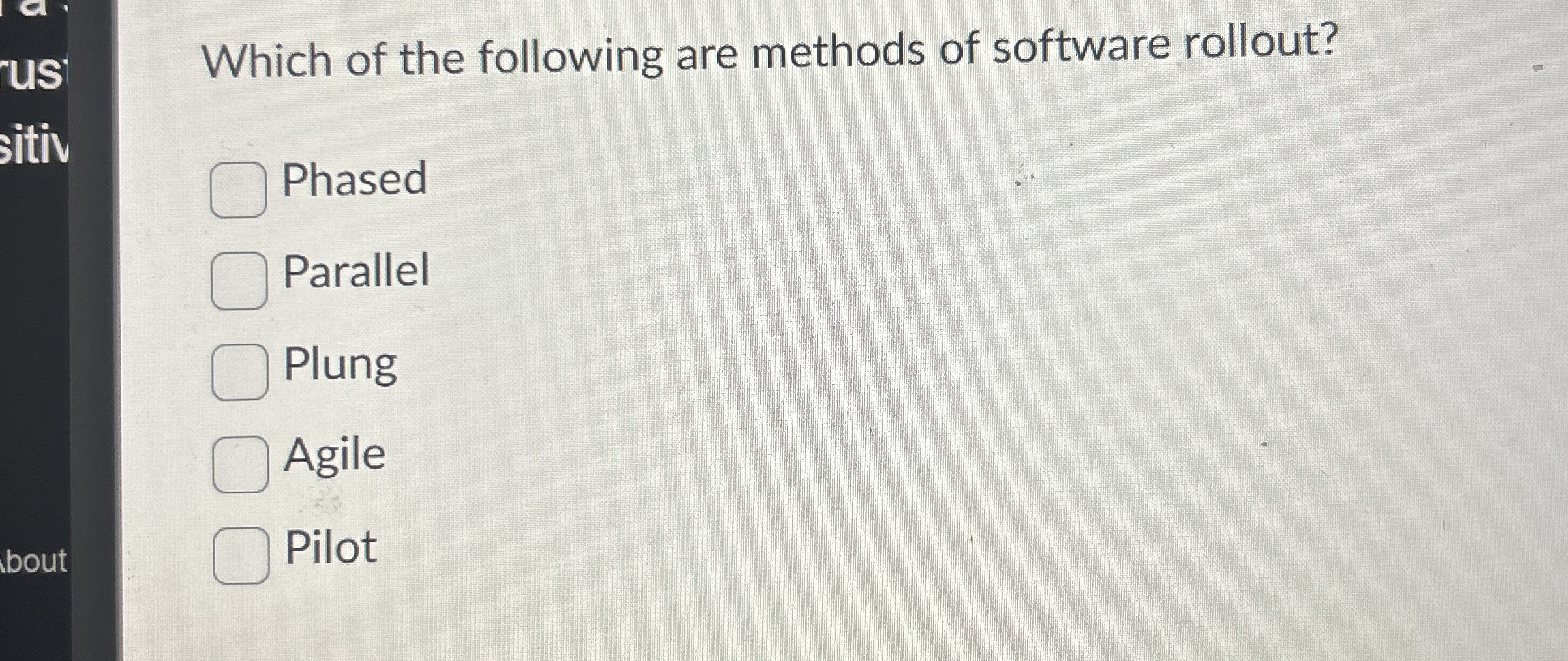 Which of the following are methods of software