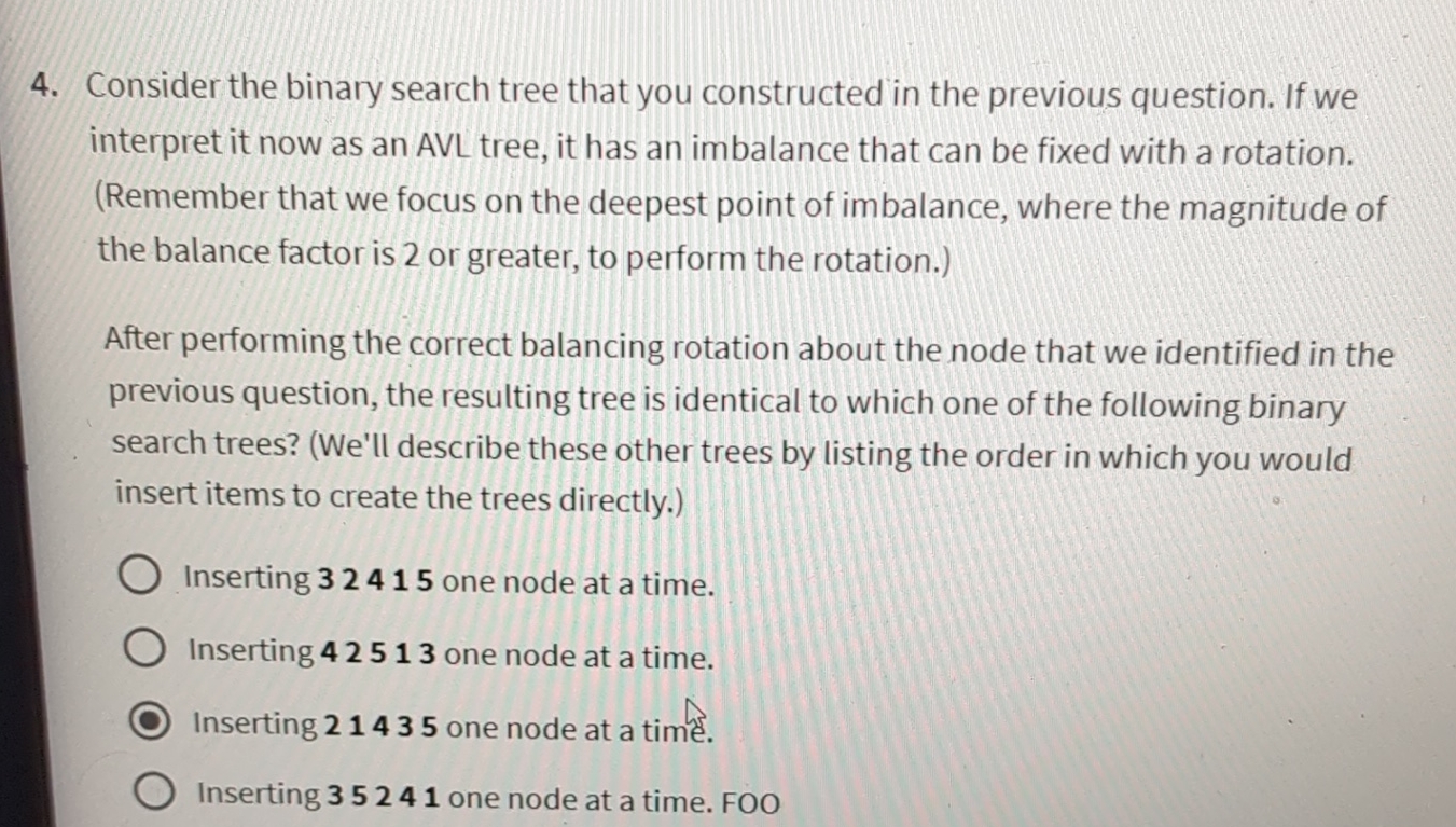 Consider the binary search tree that you