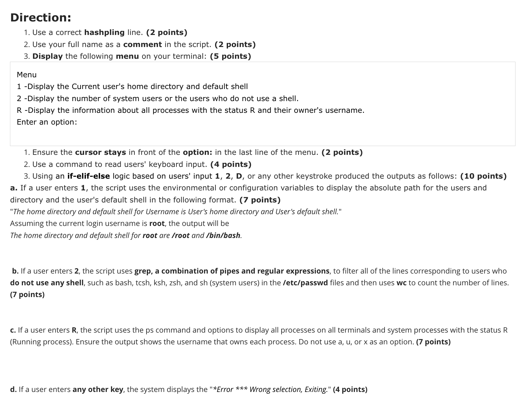 Direction: Use a correct hashpling line. ( 2