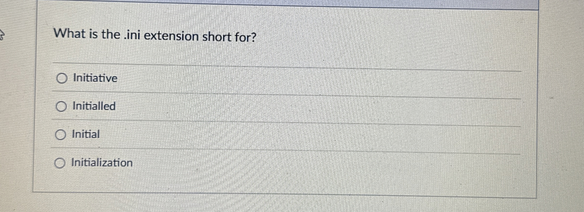 What is the ini extension short for? Initiative