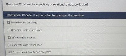 Question: What are the objectives of relational