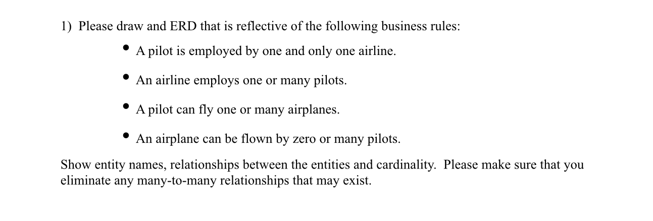 Please draw and ERD that is reflective of the