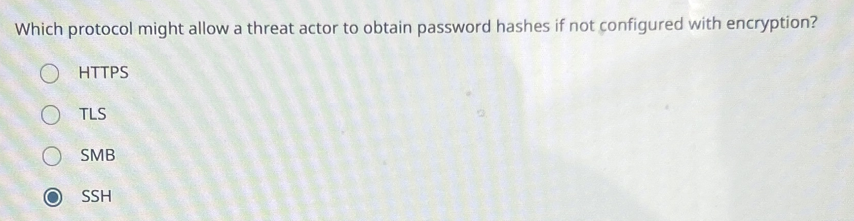 Which protocol might allow a threat actor to
