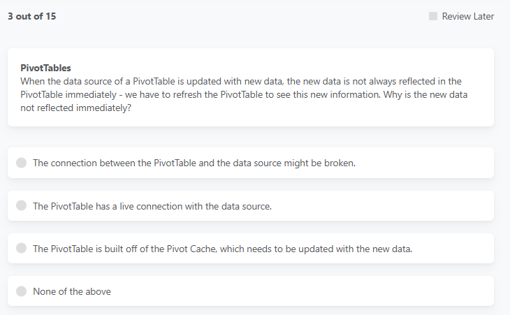 3 out of 1 5 PivotTables When the data source of