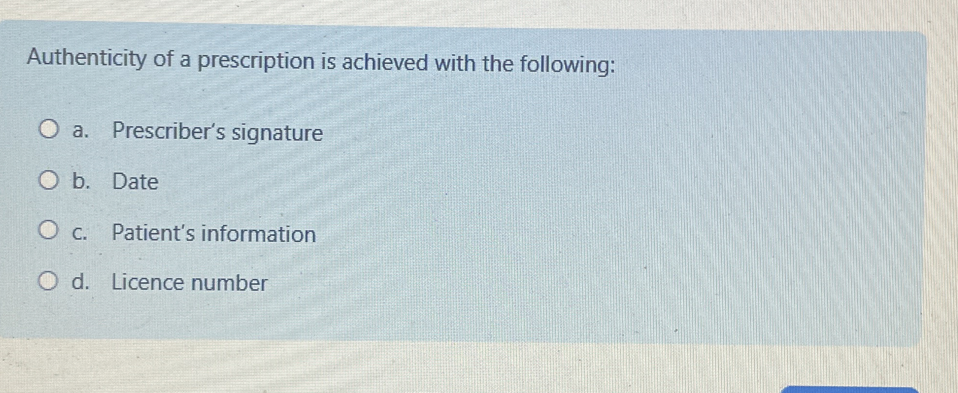 Authenticity of a prescription is achieved with