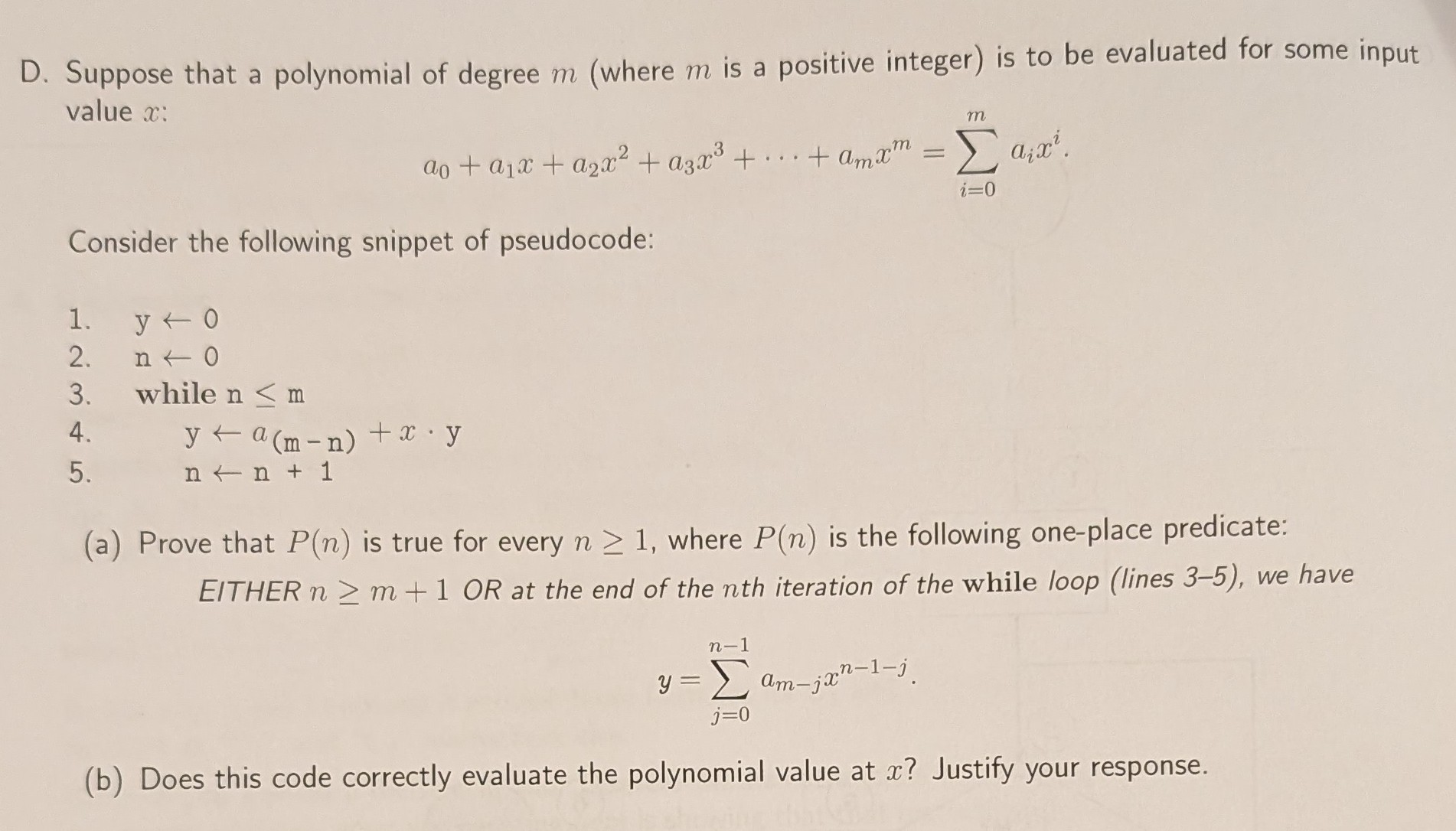 D . Suppose that a polynomial of degree mm is a